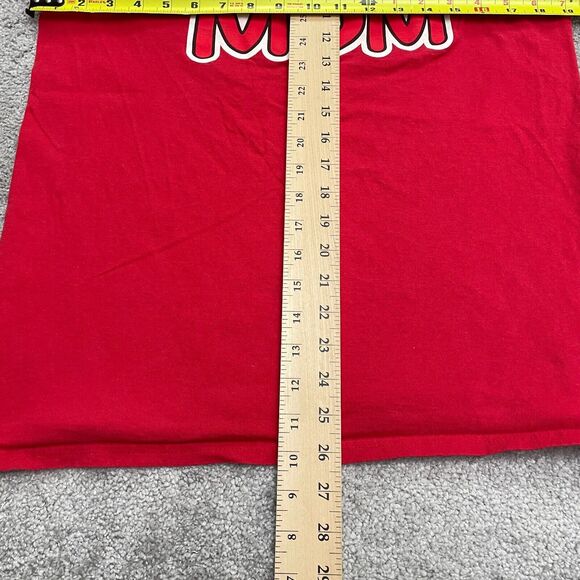 Disney Minnie Mouse Graphic T-Shirt Womens Medium Red Crew Neck Cotton Mom Tee - Picture 6 of 8